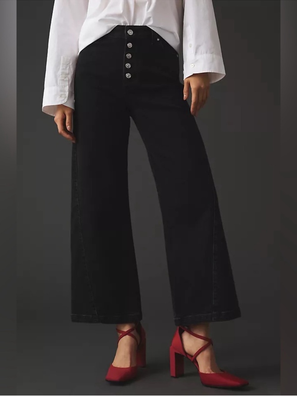 PAIGE Anessa cropped black denim jeans